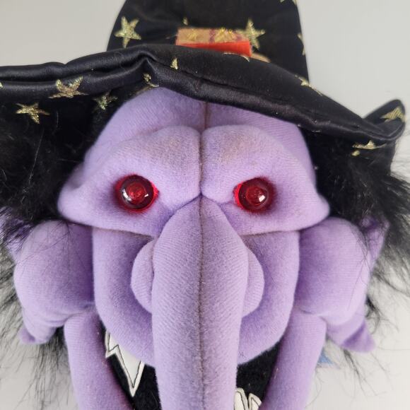Animated Talking Witch Head Plush 14" Light Up Eyes Halloween Decoration Prop - Picture 13 of 16